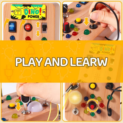 Montessori Sensory Busy Board | LED Light & Switch Activity Toy for Toddlers