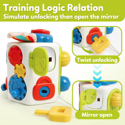 Montessori Busy Cube Toy | Sensory Activity Learning Cube for Toddlers