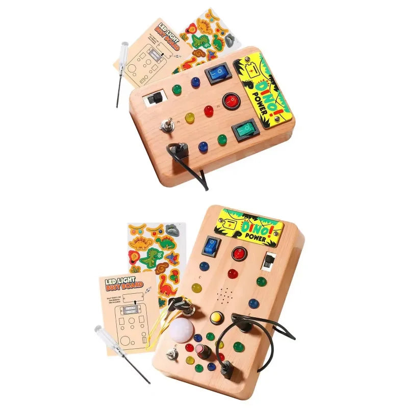 Montessori Sensory Busy Board | LED Light & Switch Activity Toy for Toddlers