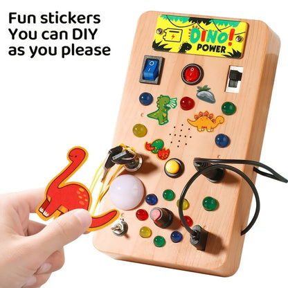 Montessori Sensory Busy Board | LED Light & Switch Activity Toy for Toddlers
