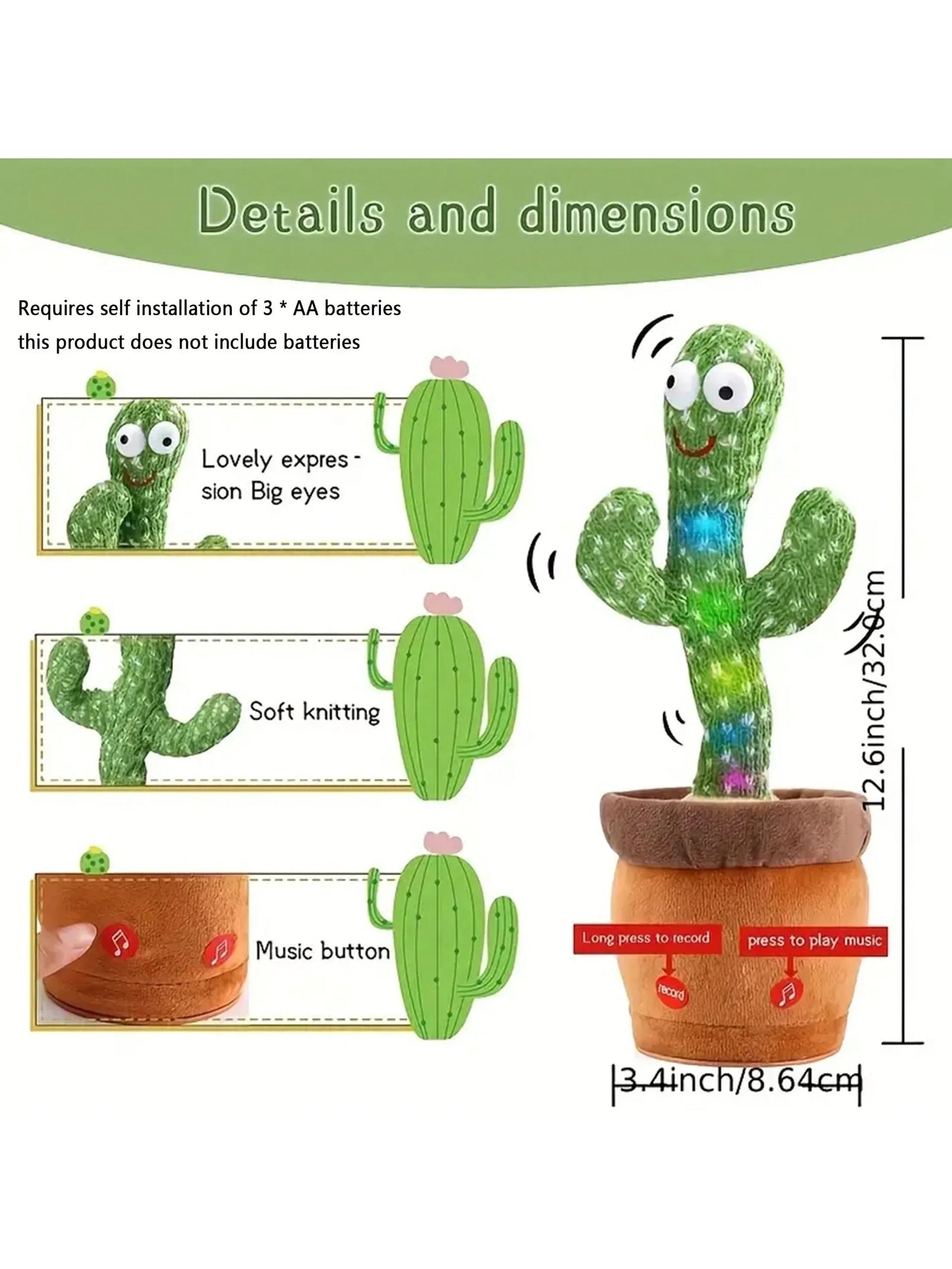 Interactive Dancing Cactus Toy for Kids | Singing, Talking & Voice Repeating