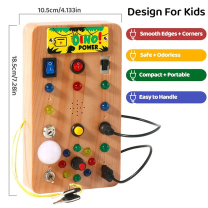 Montessori Sensory Busy Board | LED Light & Switch Activity Toy for Toddlers