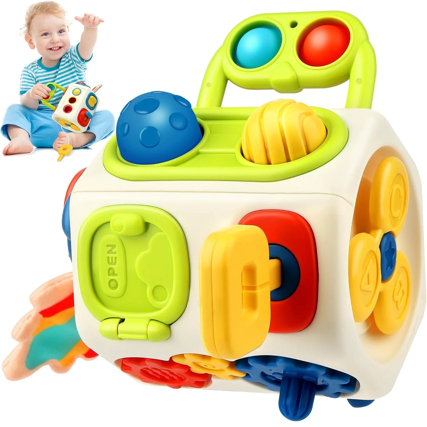 Montessori Busy Cube Toy | Sensory Activity Learning Cube for Toddlers