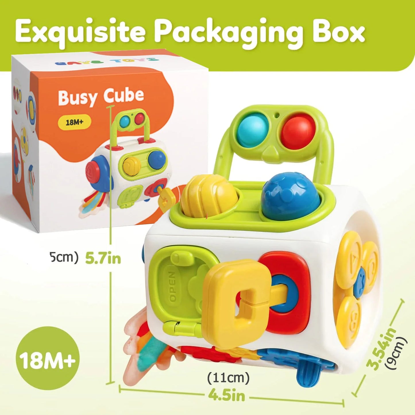 Montessori Busy Cube Toy | Sensory Activity Learning Cube for Toddlers