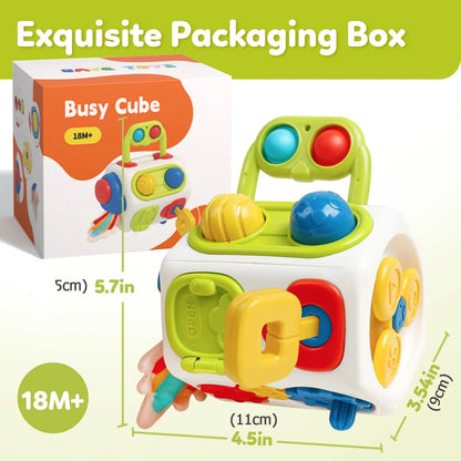 Montessori Busy Cube Toy | Sensory Activity Learning Cube for Toddlers